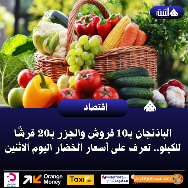 الباذنجان بـ10 قروش والجزر بـ20 قرشًا للكيلو.. تعرف على أسعار الخضار اليوم الاثنين