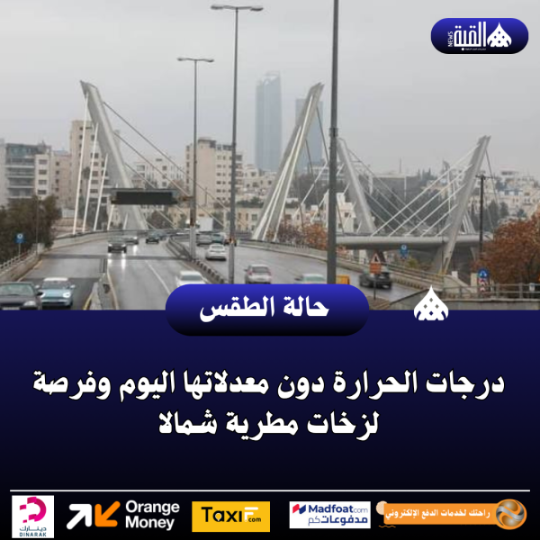 درجات الحرارة دون معدلاتها اليوم وفرصة لزخات مطرية شمالا