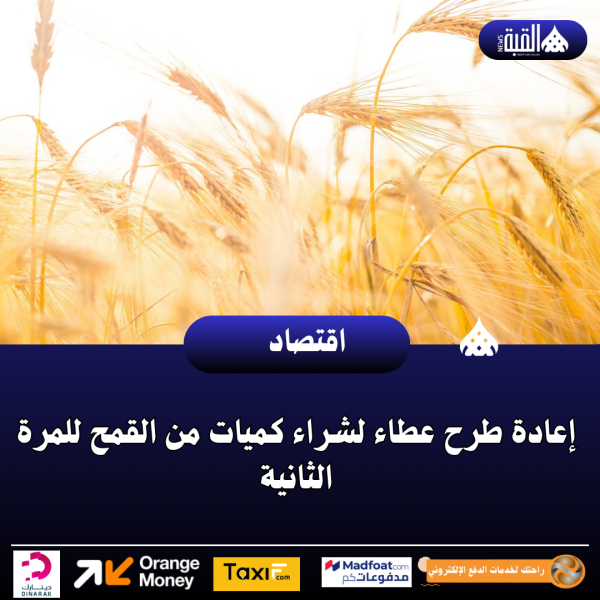 إعادة طرح عطاء لشراء كميات من القمح للمرة الثانية